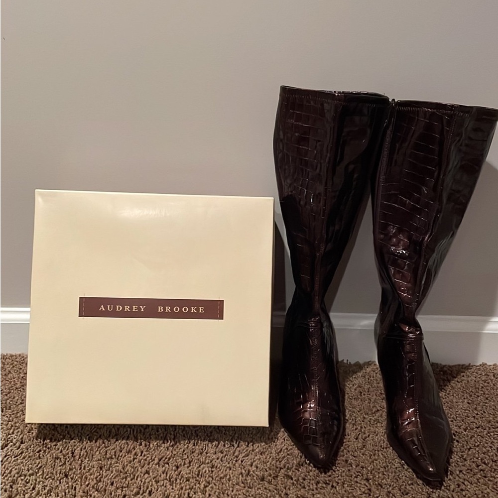 Audrey Brooke Dark Brown Heeled Boots Size 7.5